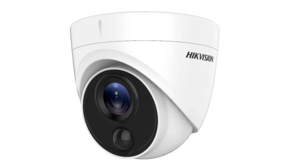 Visual representation of the Hikvision DS-2CE71D0T-PIRL 2MP PIR Fixed Turret Dome Camera. This dome-style camera is equipped with Passive Infrared (PIR) technology for dependable motion detection and surveillance. With a 2MP resolution, the camera is optimized to deliver high-quality monitoring, making it a suitable choice for various security applications where motion sensing and image precision are key factors.